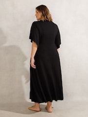 Live Unlimited Black Curve Jersey Angel Sleeve Wrap Dress - Image 2 of 4