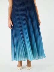 Live Unlimited Blue Curve Pleated V-Neck Dress - Image 3 of 4