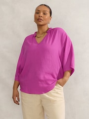 Live Unlimited Purple Curve Dolman Sleeve Gathered Neck Top - Image 2 of 6