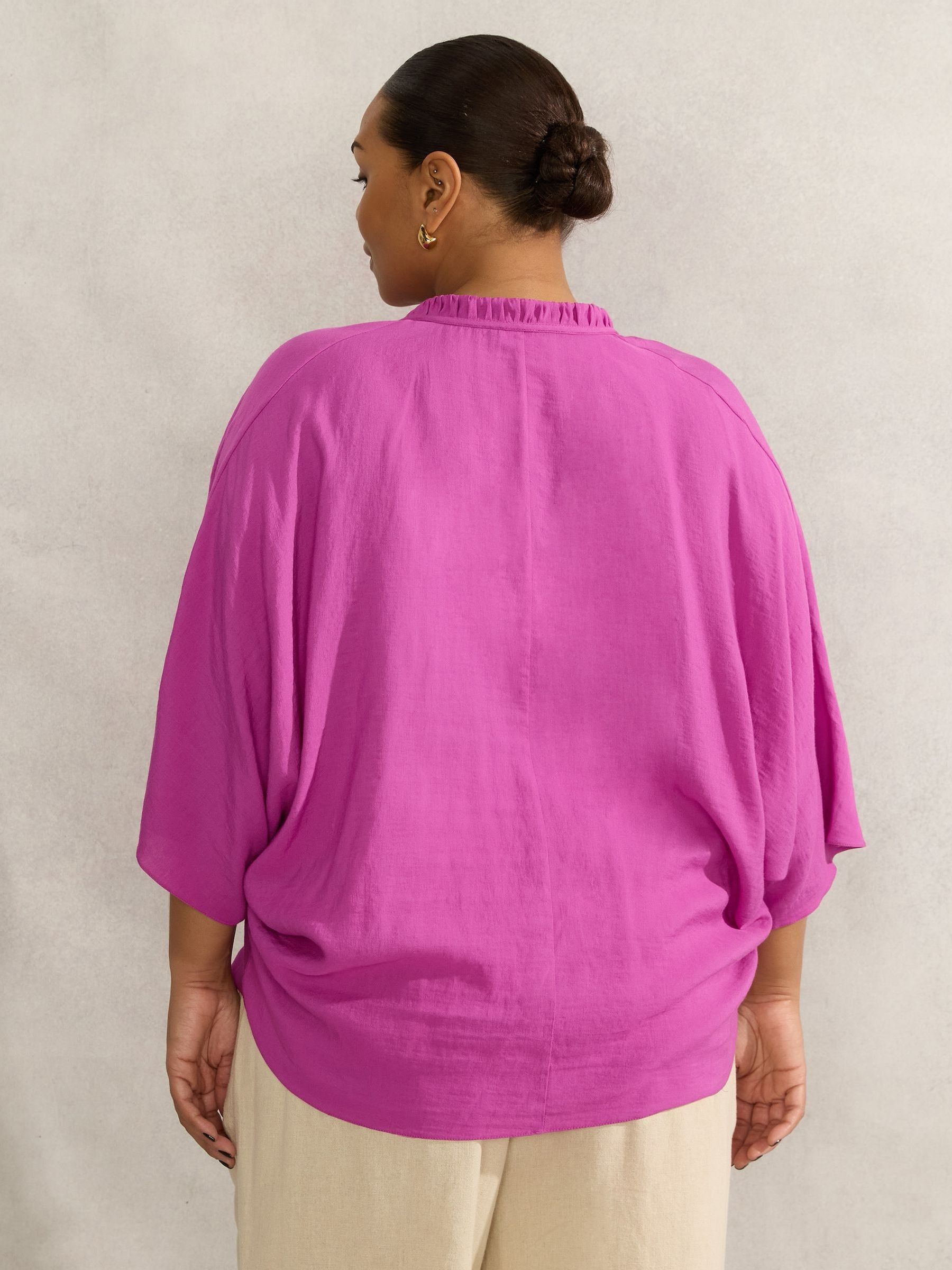 Buy Live Unlimited Purple Curve Dolman Sleeve Gathered Neck Top