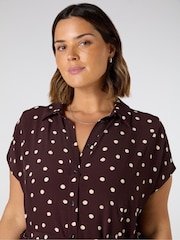 Live Unlimited Brown Curve Polka Dot Maxi Shirt Dress - Image 4 of 5