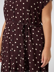 Live Unlimited Brown Curve Polka Dot Maxi Shirt Dress - Image 5 of 5