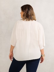 Live Unlimited White Curve Dolman Sleeve Gathered Neck Top - Image 2 of 3