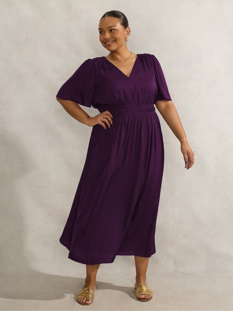 Live Unlimited Brown Curve Short Sleeve Dress - Image 1 of 4