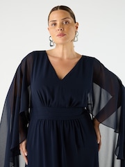 Live Unlimited Blue Curve Chiffon Maxi Cape Dress - Image 2 of 3