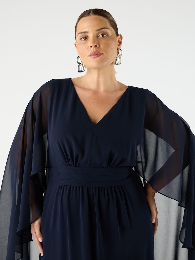 Live Unlimited Blue Curve Chiffon Maxi Cape Dress - Image 2 of 3