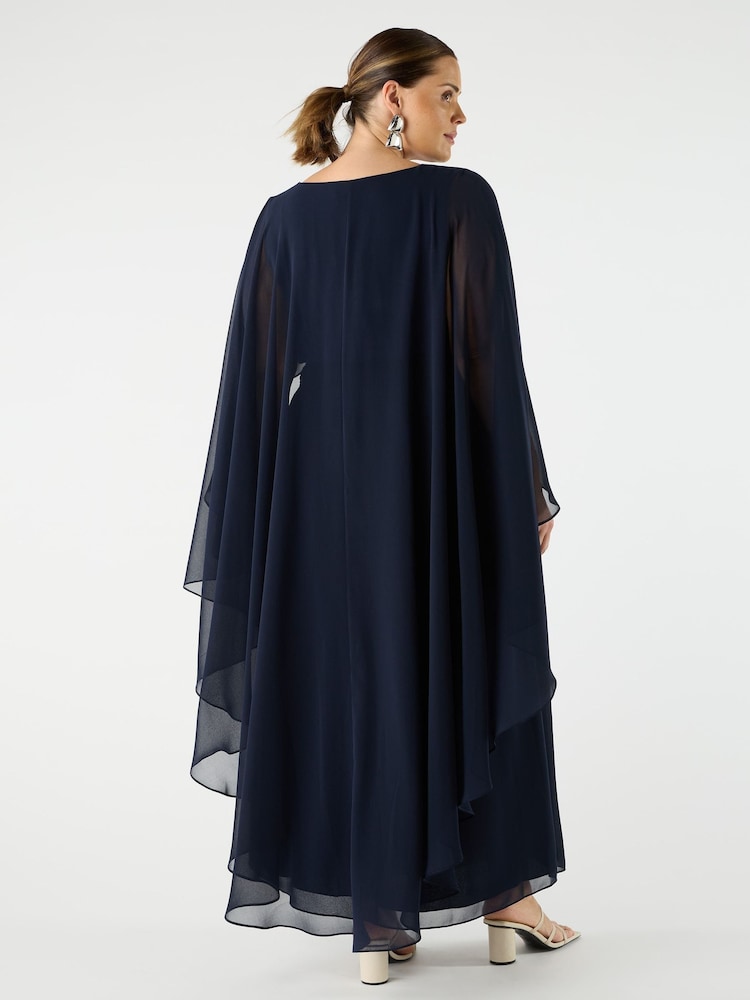 Live Unlimited Blue Curve Chiffon Maxi Cape Dress - Image 3 of 3