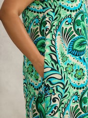 Live Unlimited Green Curve Paisley Print Sleeveless Midi Dress - Image 8 of 8
