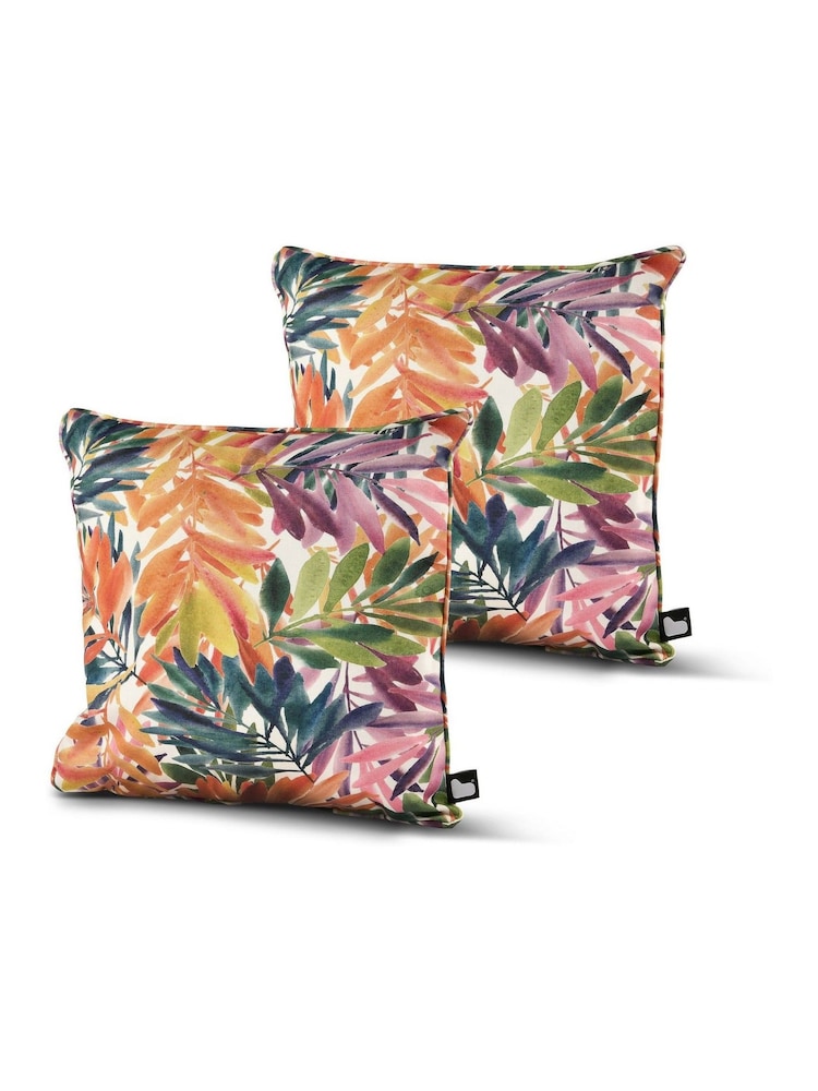 Extreme Lounging 2 Pack White Outdoor Tropical Palm Print Cushions - Image 1 of 1