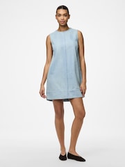 PIECES Blue Sleeveless Denim Dress - Image 1 of 4
