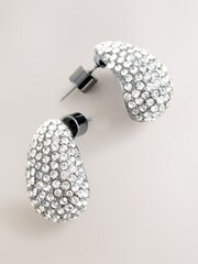 Gunmetal Pavé Teardrop Stud Earrings - Image 1 of 3