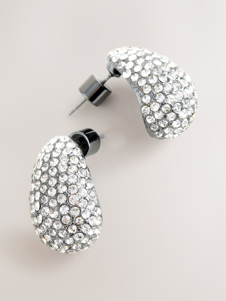 Gunmetal Pavé Teardrop Stud Earrings - Image 1 of 3