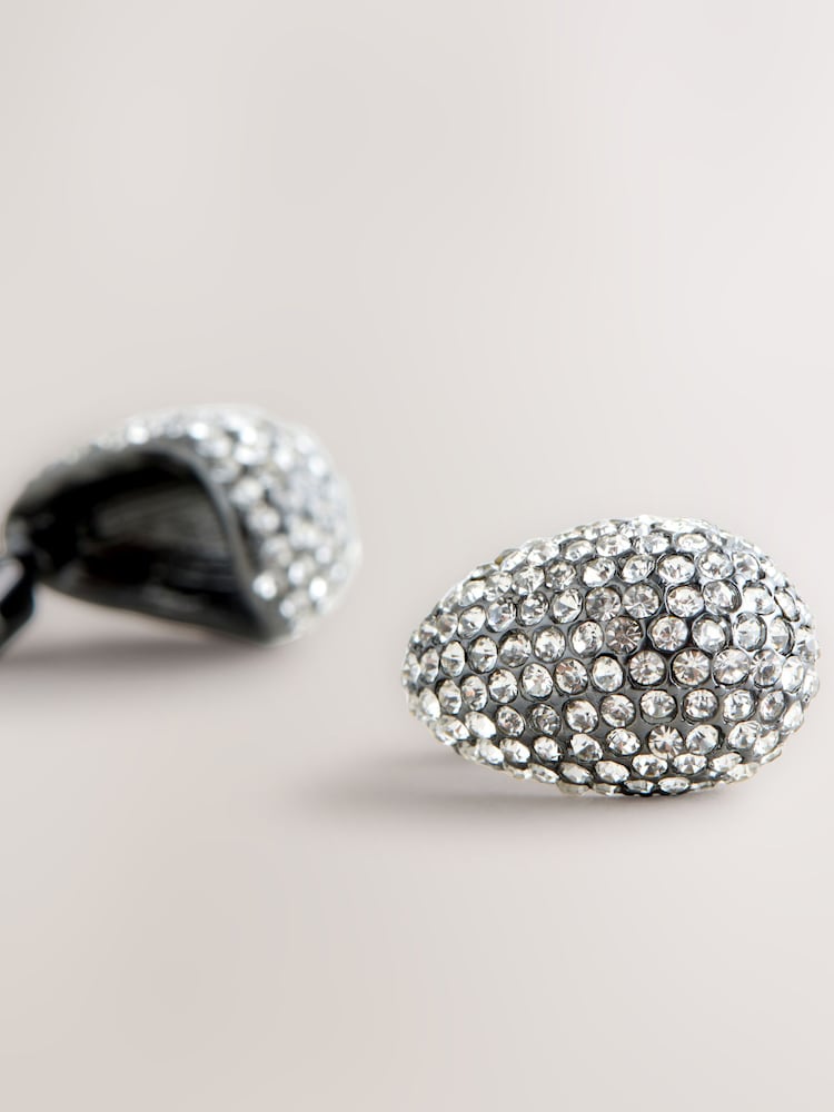 Gunmetal Pavé Teardrop Stud Earrings - Image 2 of 3