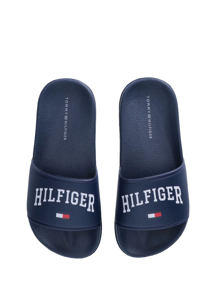 Tommy Hilfiger Blue Logo Print Pool Slides - Image 4 of 4 Tommy Hilfiger Blue Logo Print Pool Slides - Image 4 of 4