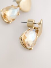 Gold Tone Sparkle Drop Stud Earrings - Image 2 of 3