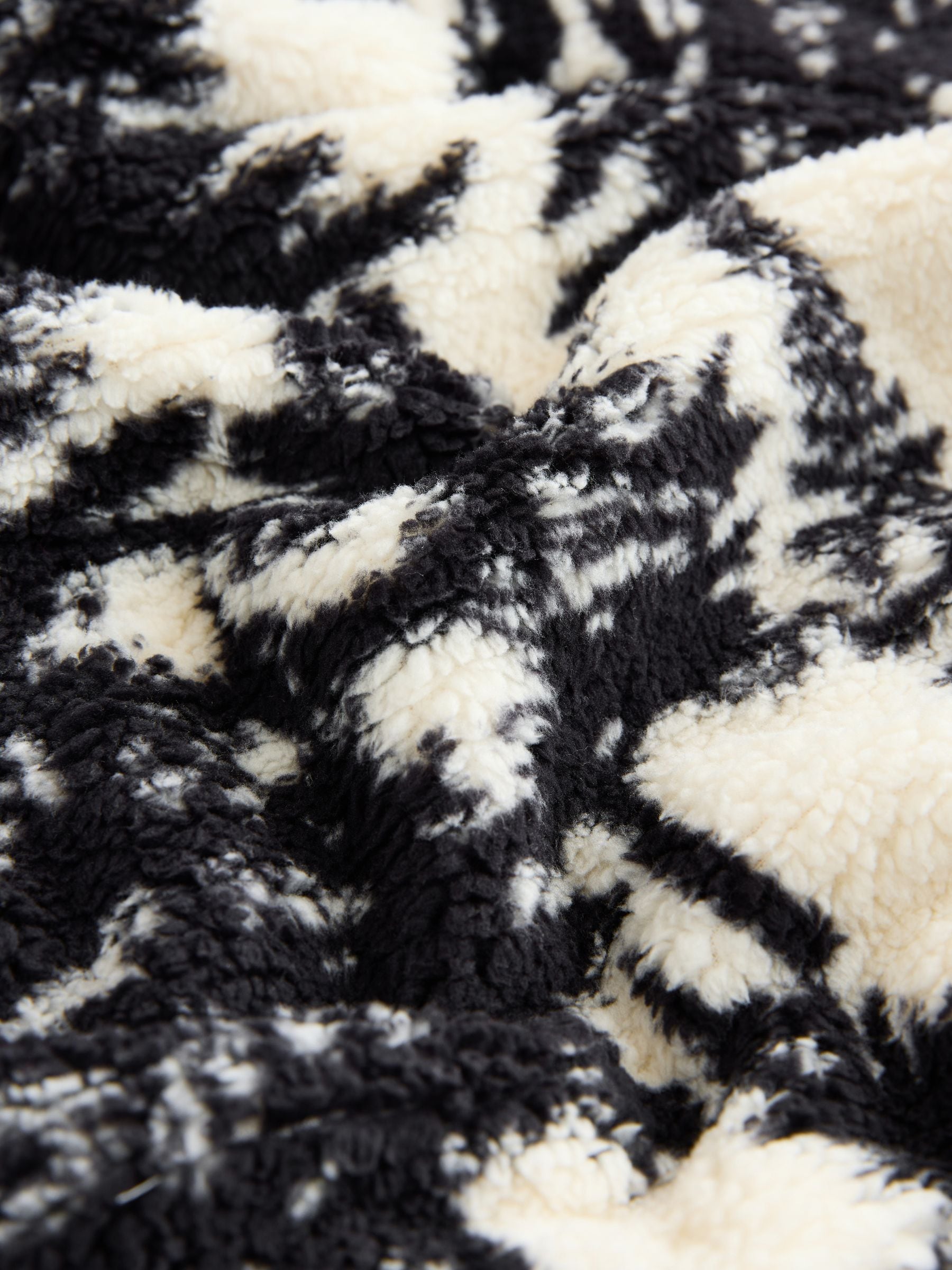 Buy Black/Cream Tree Print Matching Family Hooded Zip Borg Fleece