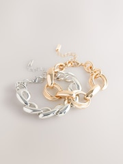 Gold Tone Chunky Chain Mixed Metal Bracelets 2 Pack - Image 1 of 3
