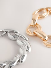 Gold Tone Chunky Chain Mixed Metal Bracelets 2 Pack - Image 2 of 3