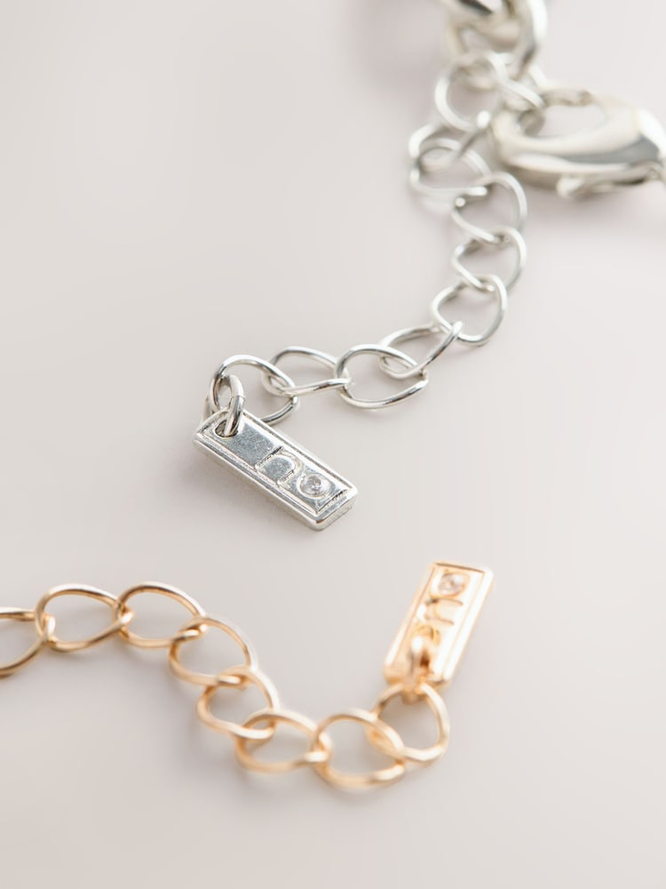 Gold Tone Chunky Chain Mixed Metal Bracelets 2 Pack - Image 3 of 3