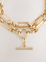 Gold Tone Double Row T-Bar Bracelet - Image 2 of 3