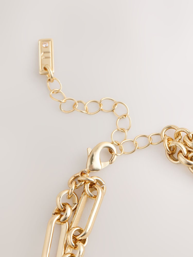 Gold Tone Double Row T-Bar Bracelet - Image 3 of 3