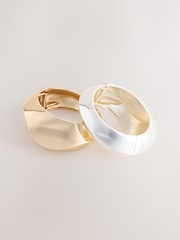 Tono dorado/tono plateado - Chunky Hinged Bangles 2 Pack - Imagen 1 de 3