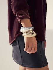 Tono dorado/tono plateado - Chunky Hinged Bangles 2 Pack - Imagen 2 de 3