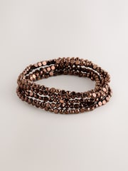 بني - Flat Facetted Bead Stretch Bracelet Pack - صورة 1 من 3