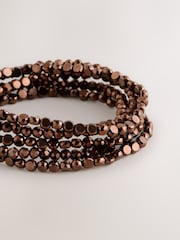 بني - Flat Facetted Bead Stretch Bracelet Pack - صورة 2 من 3