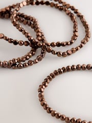 بني - Flat Facetted Bead Stretch Bracelet Pack - صورة 3 من 3