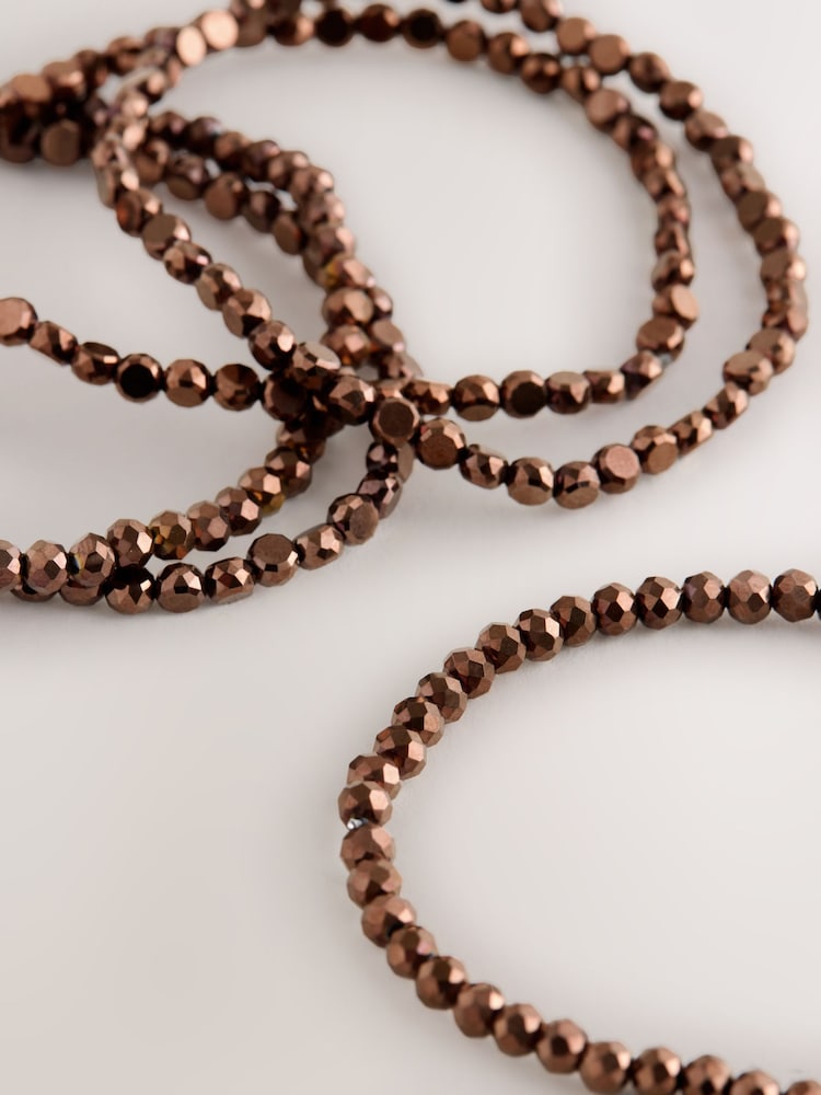 بني - Flat Facetted Bead Stretch Bracelet Pack - صورة 3 من 3