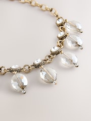 Gold Tone Statement Sparkle Stone Drop Necklace - Image 3 of 5