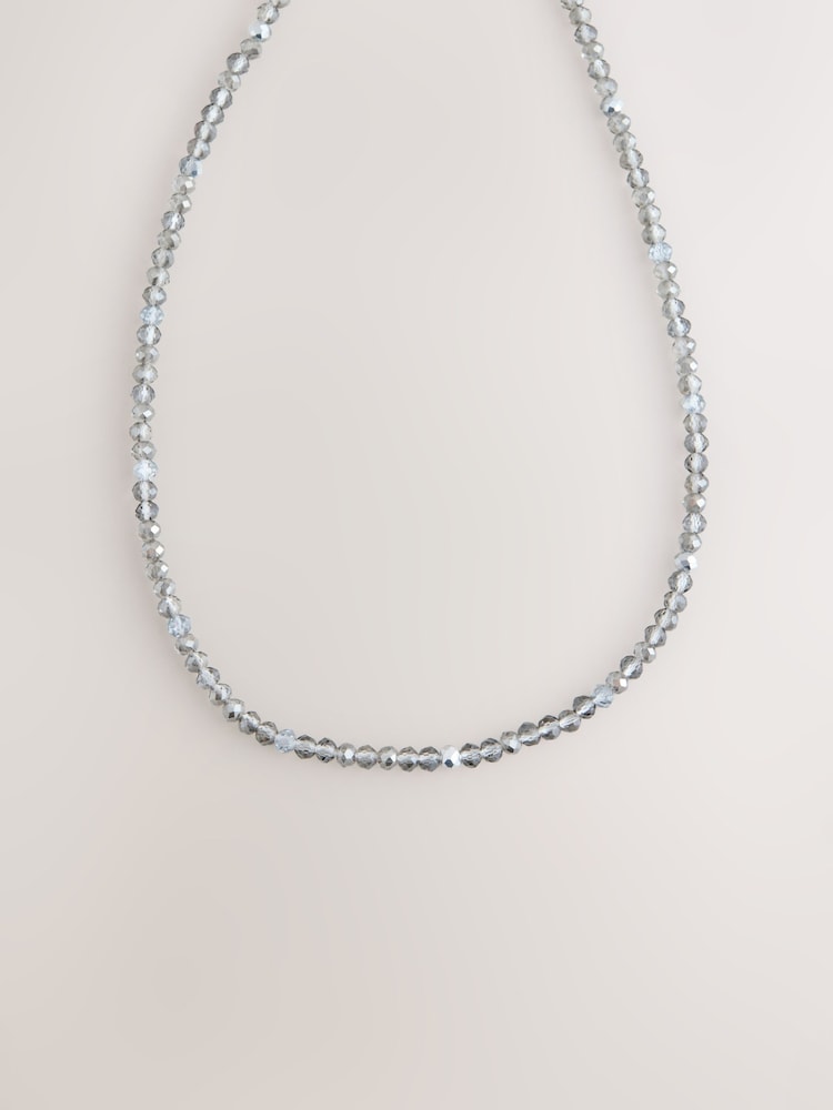 لون فضي - Facetted Bead Delicate Necklace - صورة 1 من 3