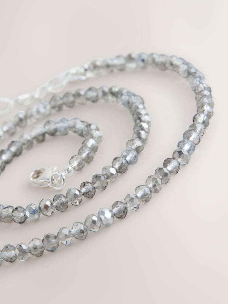 لون فضي - Facetted Bead Delicate Necklace - صورة 2 من 3
