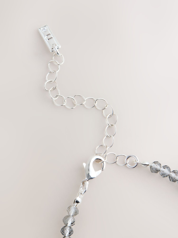 لون فضي - Facetted Bead Delicate Necklace - صورة 3 من 3