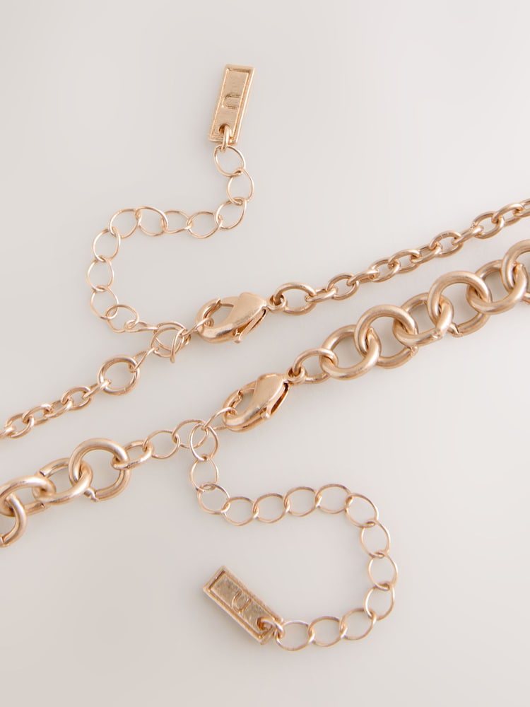 Goldfarben - Heart Cluster Two Row Necklace - Bild 7 von 7 Goldfarben - Heart Cluster Two Row Necklace - Bild 7 von 7