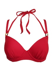 Pour Moi Red Padded Hawaii Double Strap Halter Bikini Top - Image 3 of 4