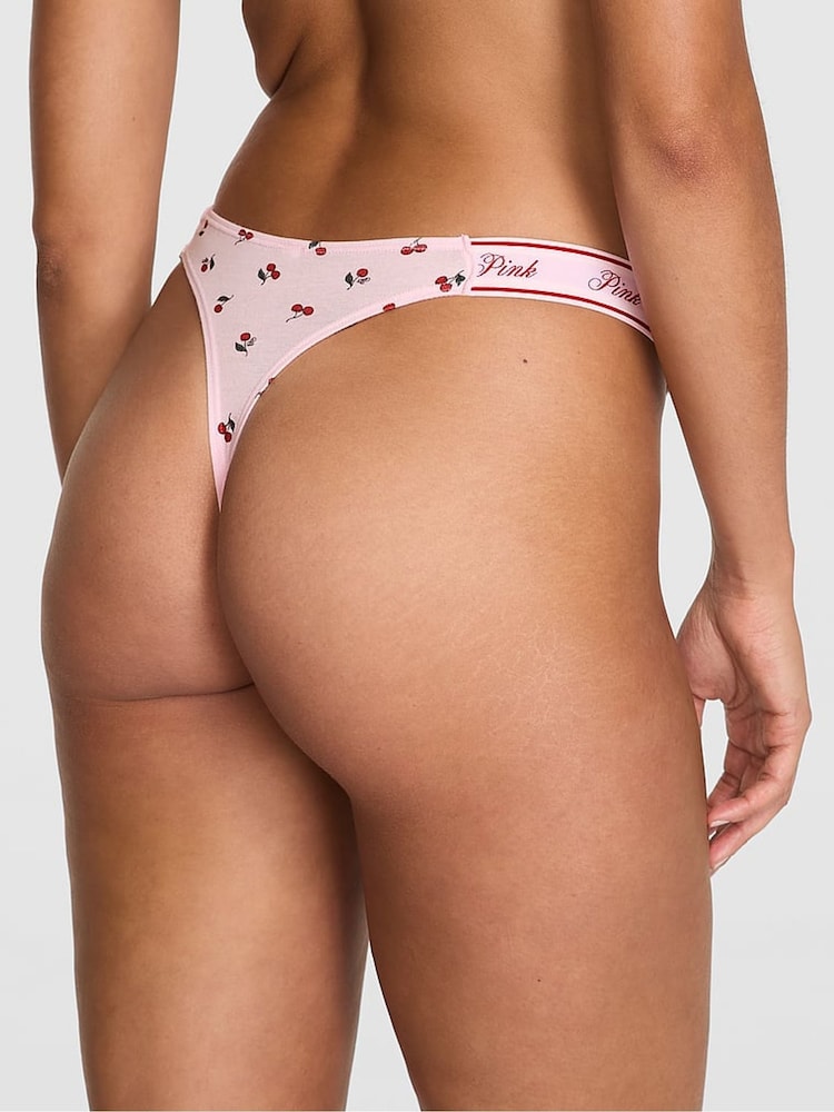 Victoria's Secret PINK Pink Cherry Print Thong Cotton Logo Knickers - Image 2 of 3 Victoria's Secret PINK Pink Cherry Print Thong Cotton Logo Knickers - Image 2 of 3