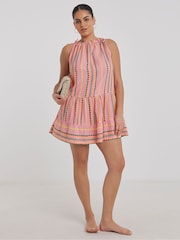 Simply Be Pink Beach To Beach Jacquard Stripe Mini Beach Dress - Image 1 of 4
