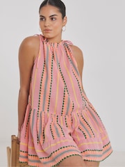 Simply Be Pink Beach To Beach Jacquard Stripe Mini Beach Dress - Image 3 of 4