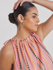 Simply Be Pink Beach To Beach Jacquard Stripe Mini Beach Dress - Image 4 of 4