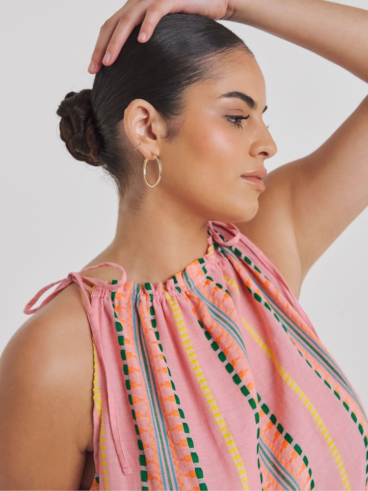 Simply Be Pink Beach To Beach Jacquard Stripe Mini Beach Dress - Image 4 of 4