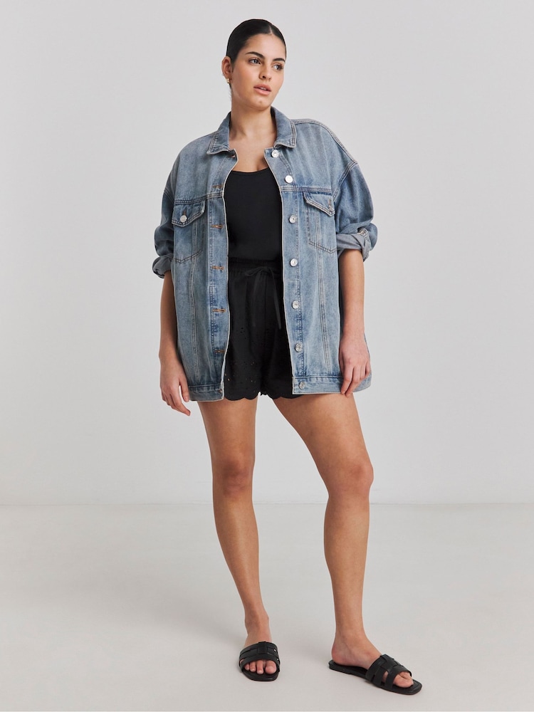 Simply Be Black Broderie Tie Front Beach Cover ups - Image 6 of 6