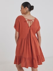 Simply Be Brown 100% Cotton Beach To Beach Mini Dress - Image 2 of 4