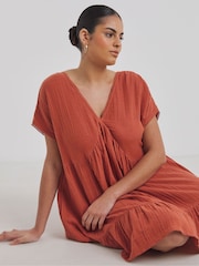 Simply Be Brown 100% Cotton Beach To Beach Mini Dress - Image 3 of 4