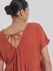 Simply Be Brown 100% Cotton Beach To Beach Mini Dress - Image 4 of 4