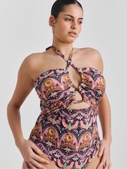Simply Be Pink Cut Out Detail Swimsuit - Image 1 of 4