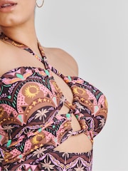 Simply Be Pink Cut Out Detail Swimsuit - Image 4 of 4