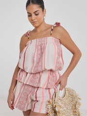 Simply Be Pink Beach To Beach Jacquard Stripe Beach Cover-Up - Image 1 of 4