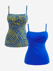 Simply Be Blue Magisculpt Bandeau Tankini Tops 2 Pack - Image 1 of 5